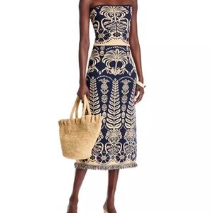 FARM Rio Ainika Tropical Splendor Midi Skirt & Tube Top Set Size LG